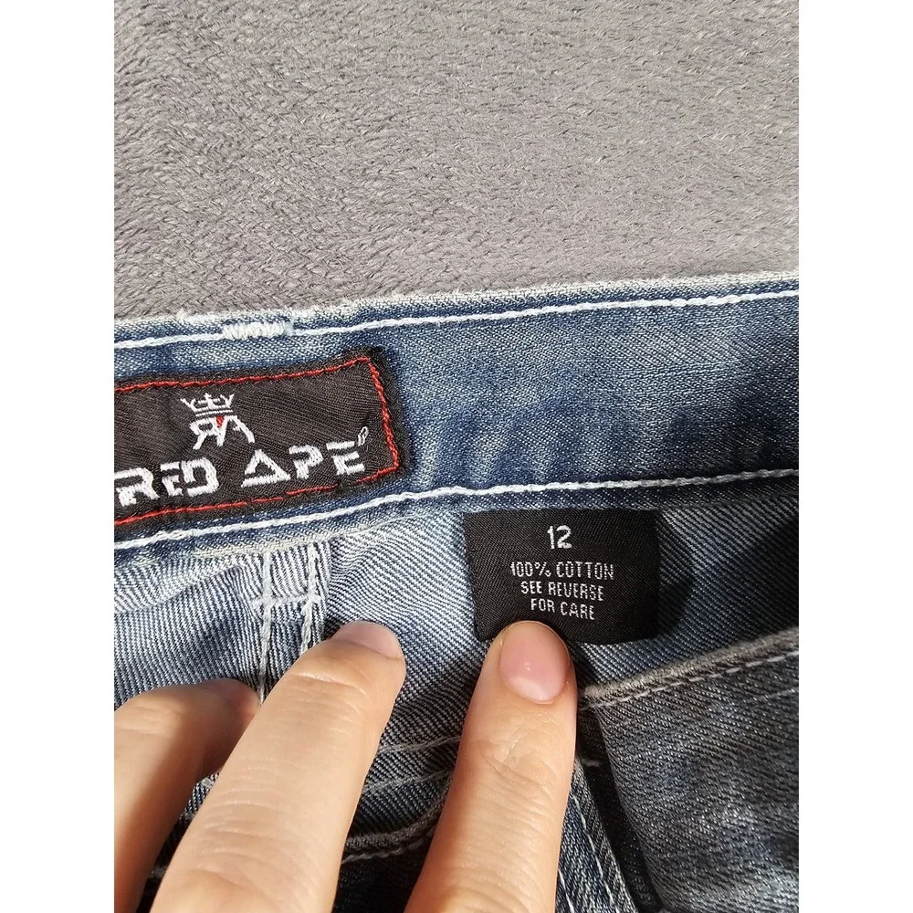 Red Ape Youth Jeans 12 (25x27) Blue Distressed Straight‎ Urban Skater